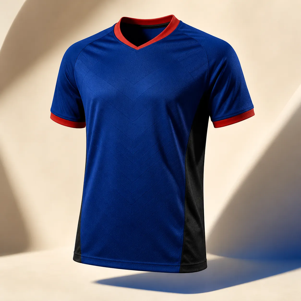 Cobalt and red performance football jersey mockup